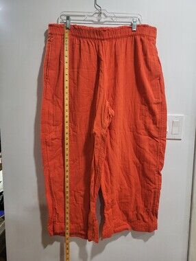 Old Navy High-Rise Wide Leg Orange Gauze Pants